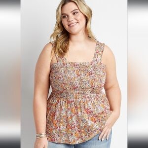 Maurices, 1x, floral smocked babydoll top